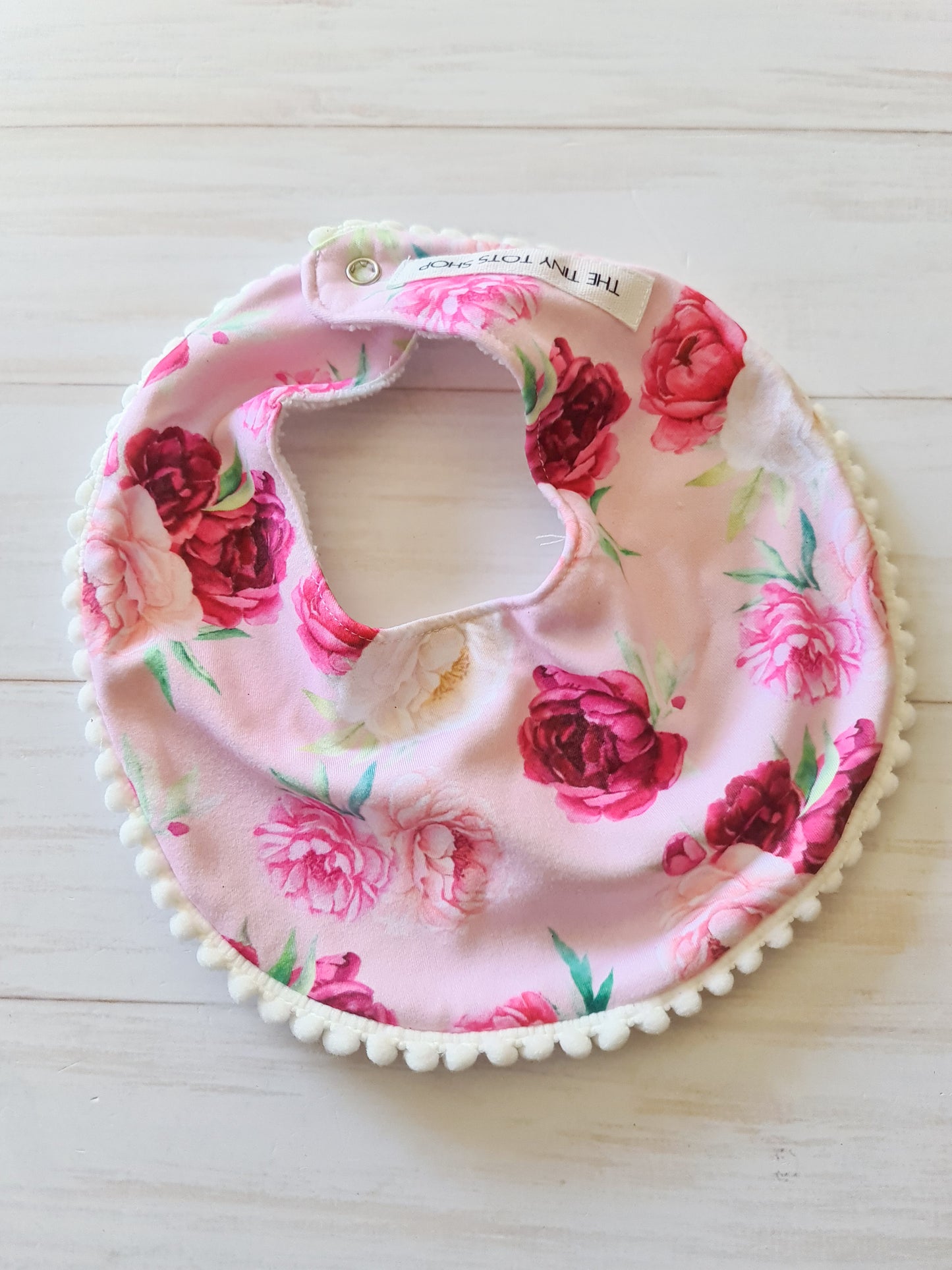 Round Bib- Magenta Flowers