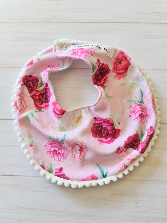 Round Bib- Magenta Flowers
