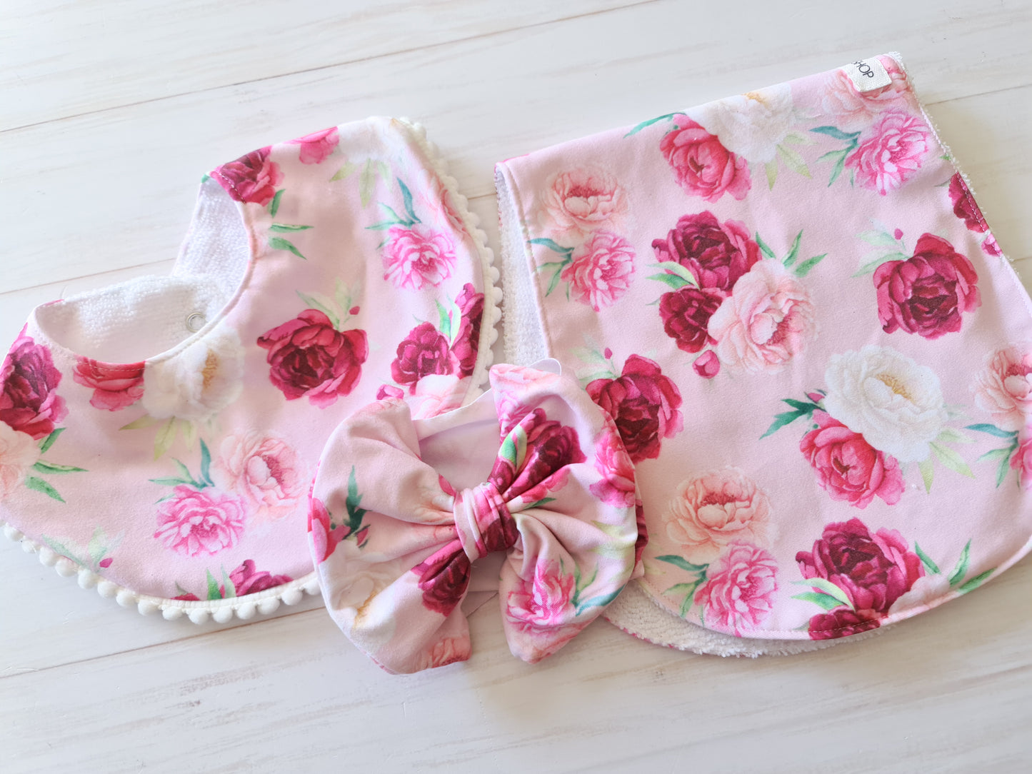 Burp Cloth-Magenta Flowers