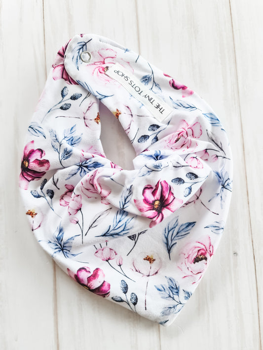 Bandana Bib- Purple and Blue Flowers