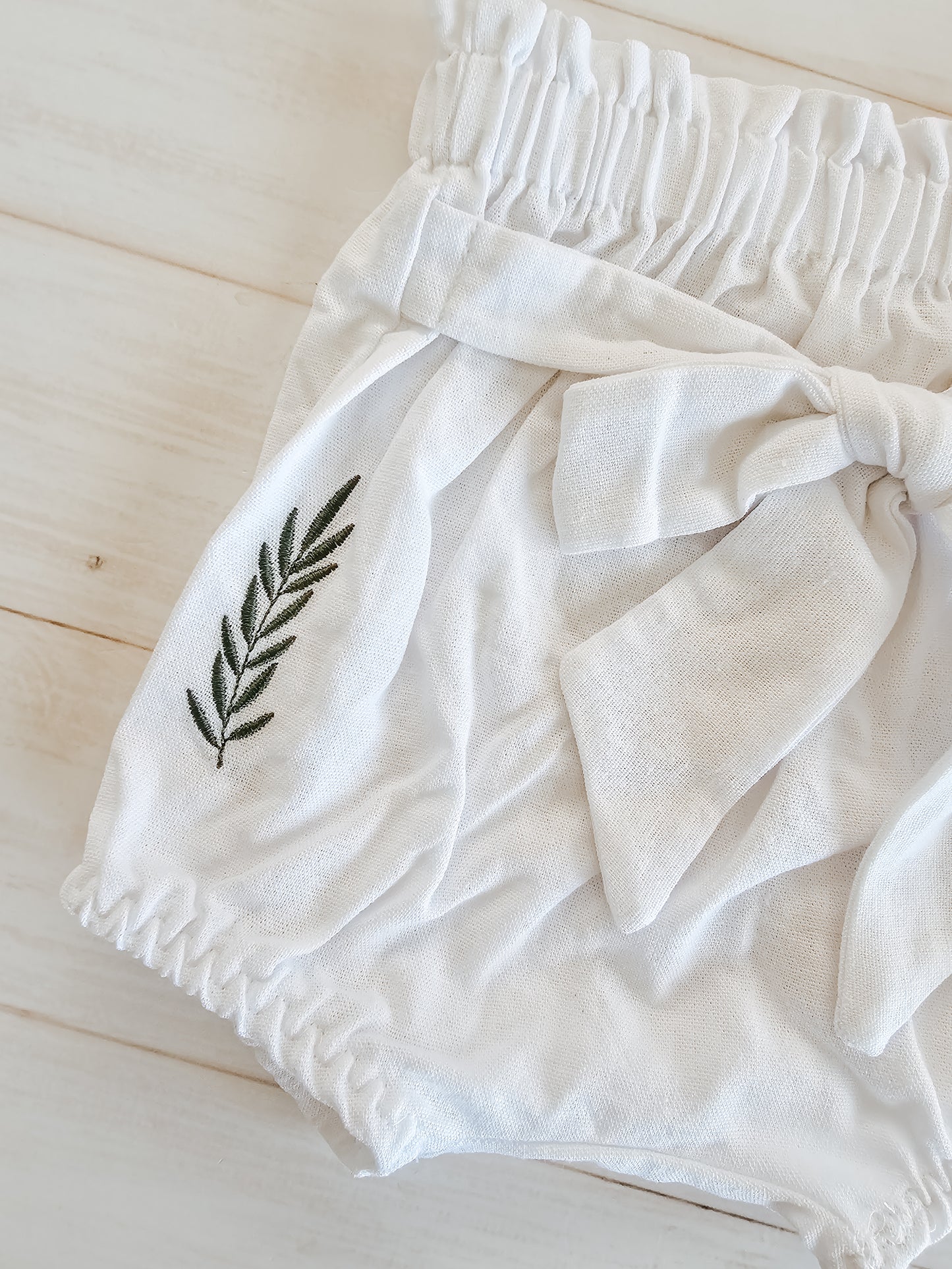 Lola Bloomers- White with Leave embroidery