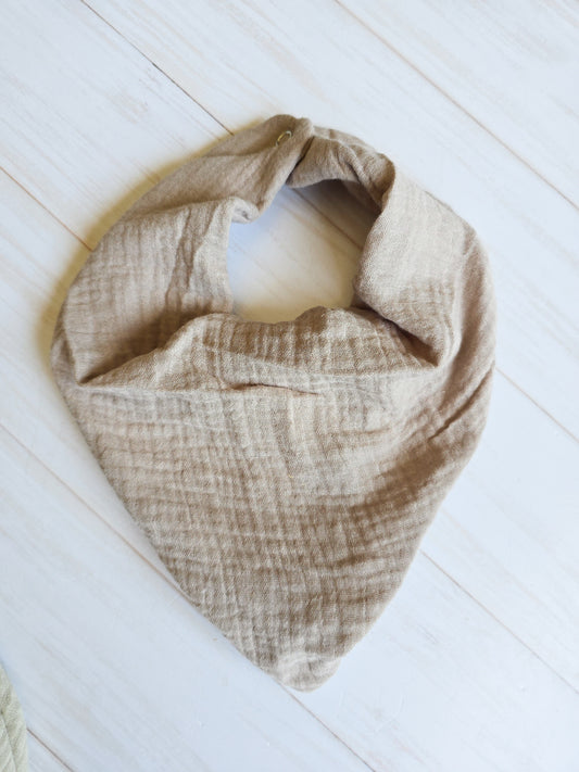 Bandana Bib- Dark Beige