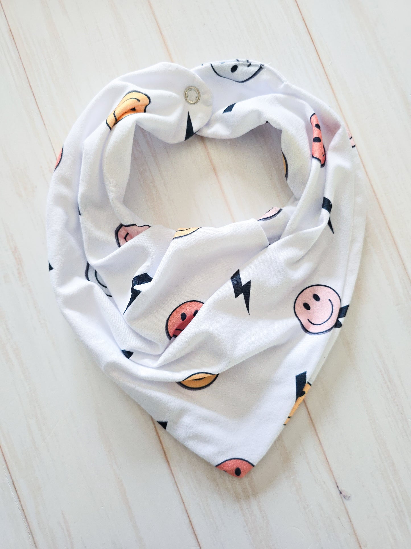 Bandana bib- Smileys and Thunder