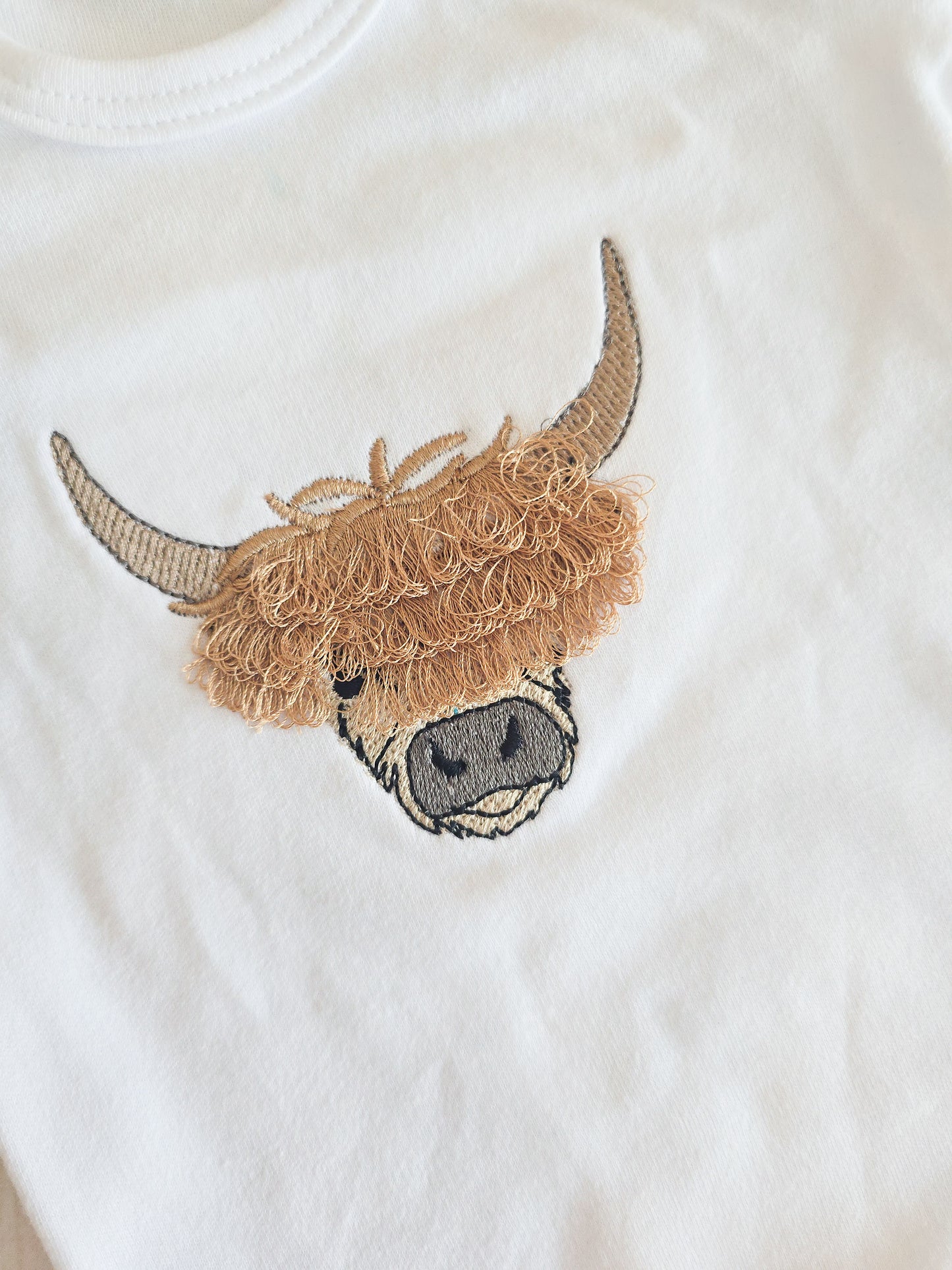 Bodysuit-Highland Cow Fringe Embroidery