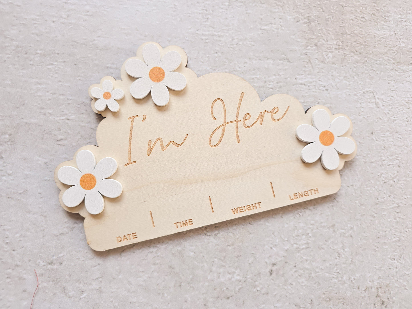 I'm here, Birth announcement board, only (Daisy Themed)
