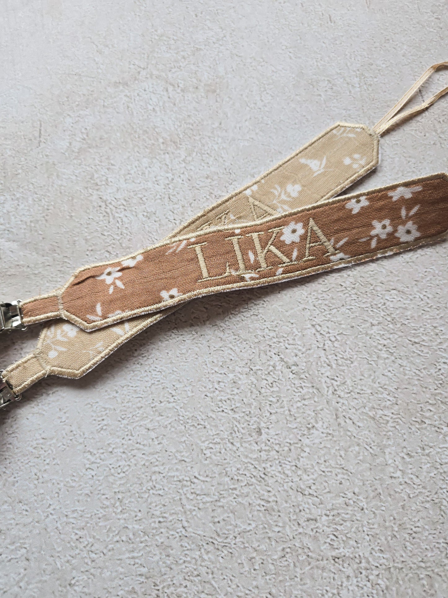Personalised Dummy Clip-Chocolate Ditsy