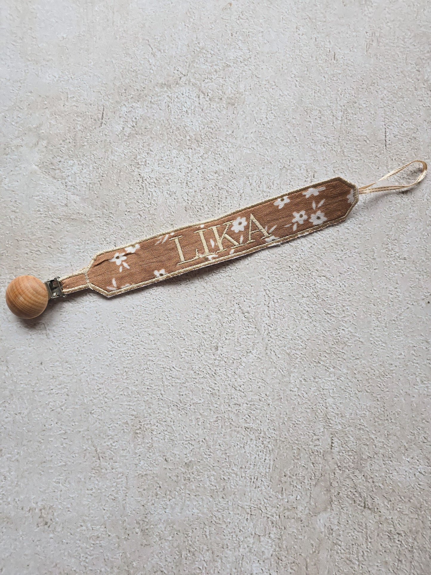 Personalised Dummy Clip-Chocolate Ditsy