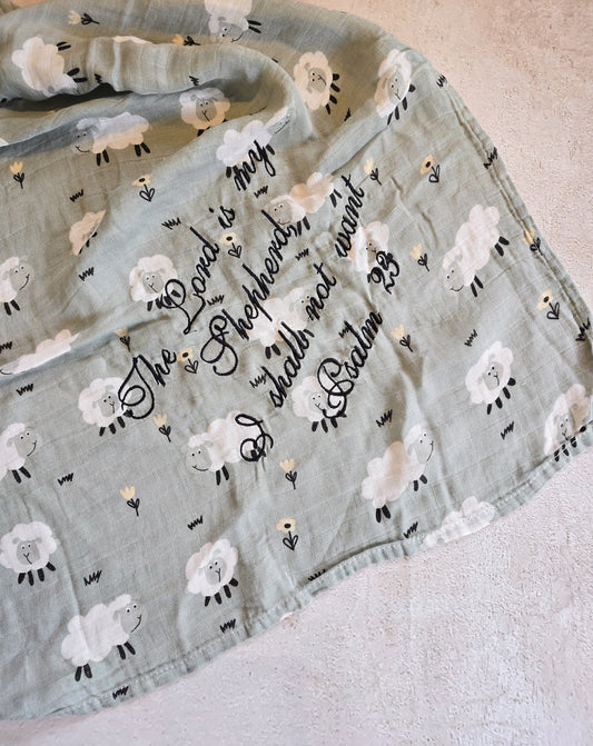 The Lord is my Shepherd Muslin Blanket