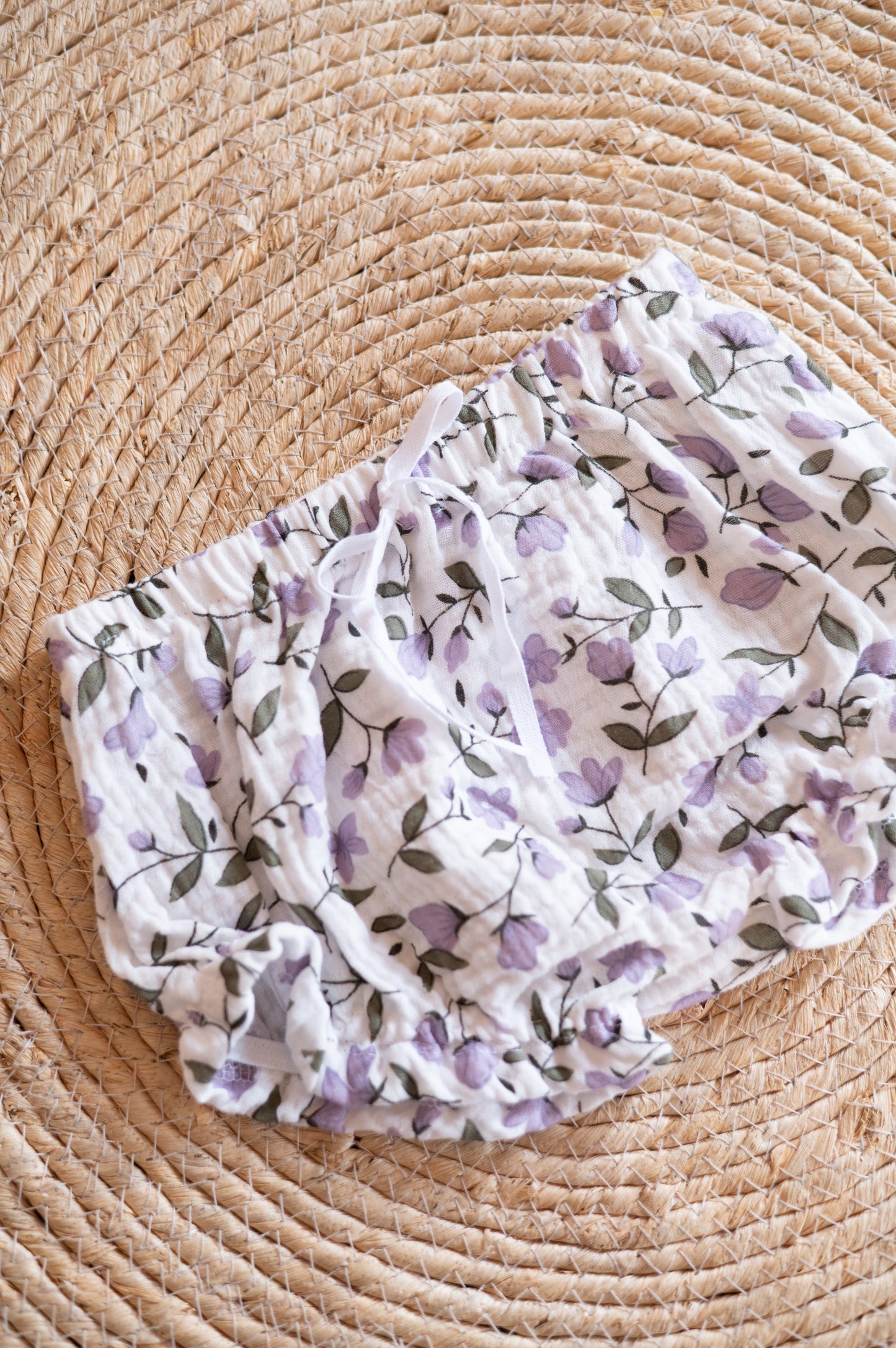 Tie knot summer set- Purple Ditsy