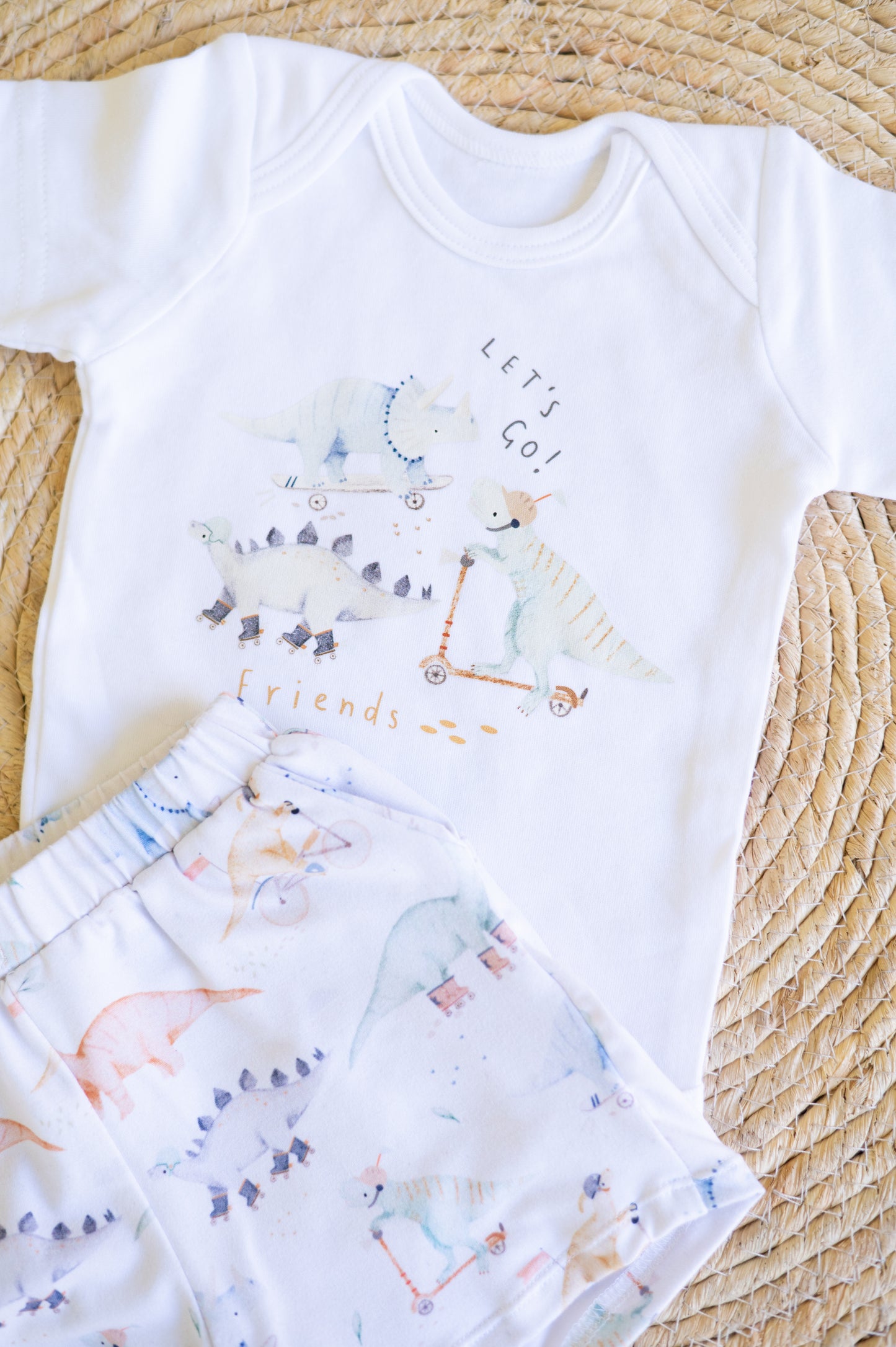Printed Bodysuit- Roller Dinos