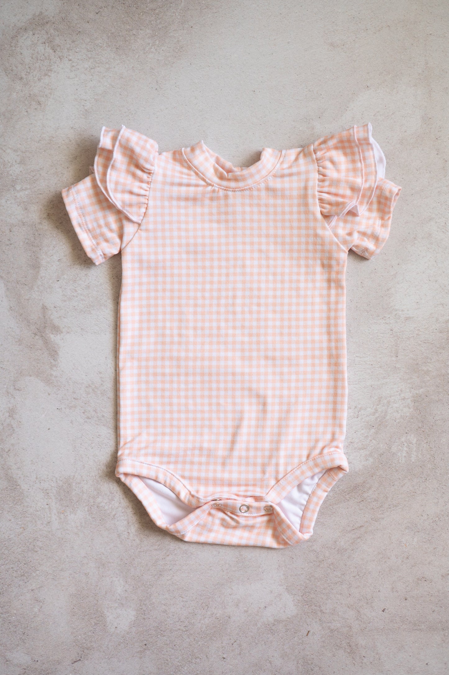 Double Frill Bodysuit- Checkered Orange