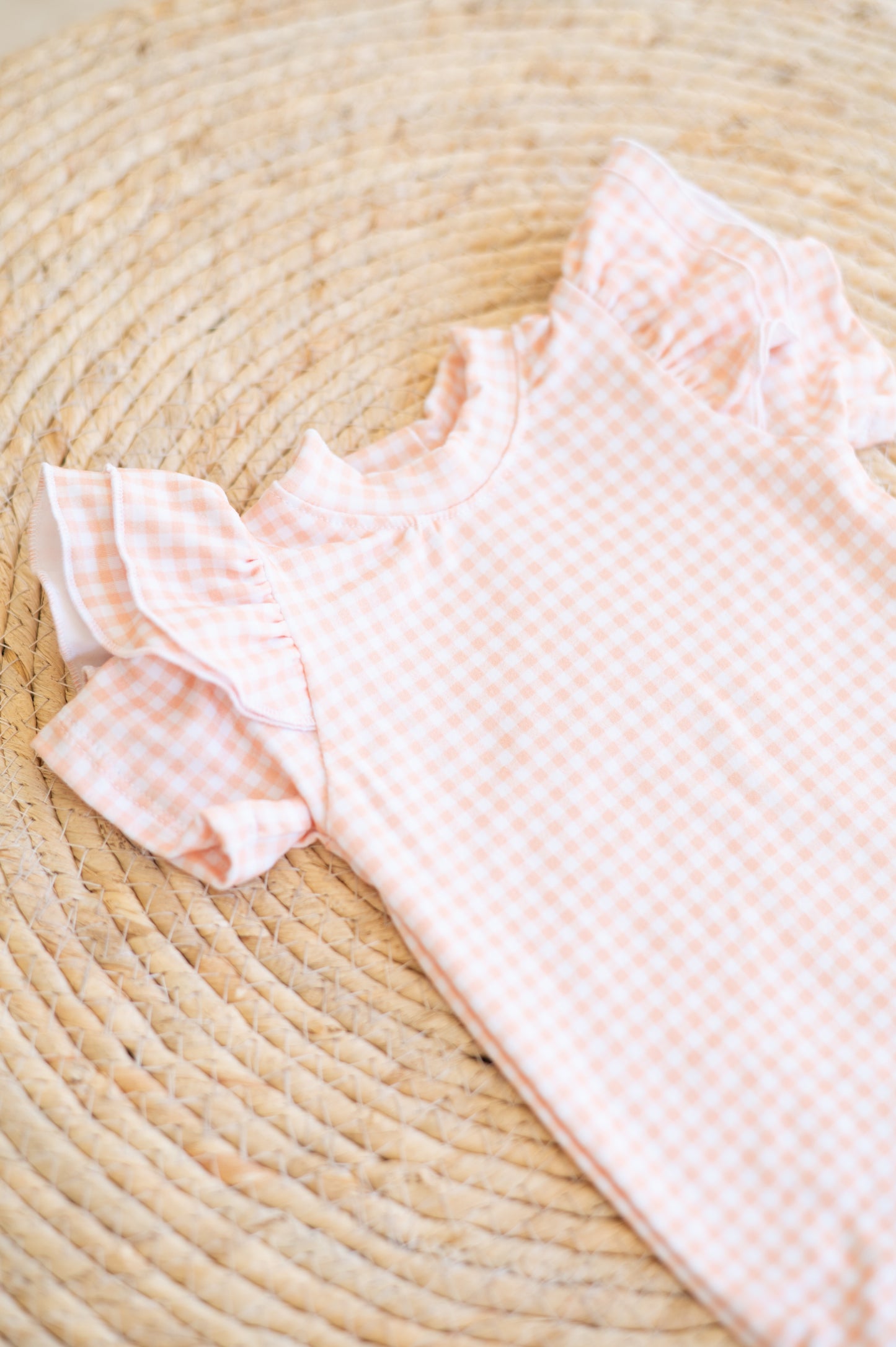 Double Frill Bodysuit- Checkered Orange