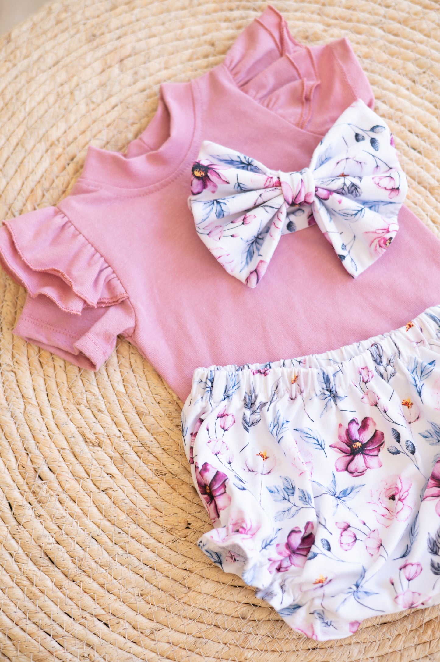 Double Frill Bodysuit-Dusty Pink