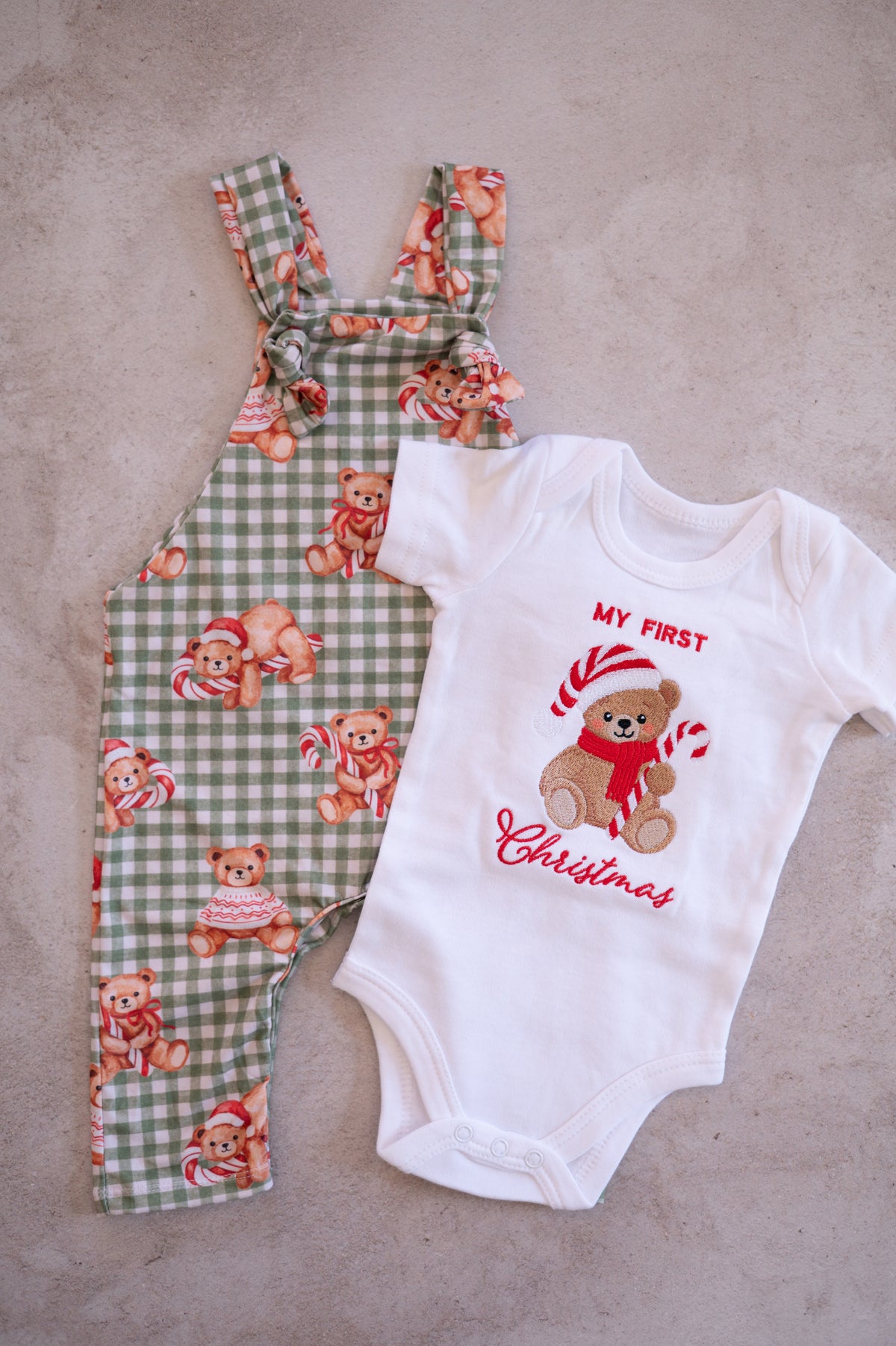 Overall Christmas Romper- Teddies