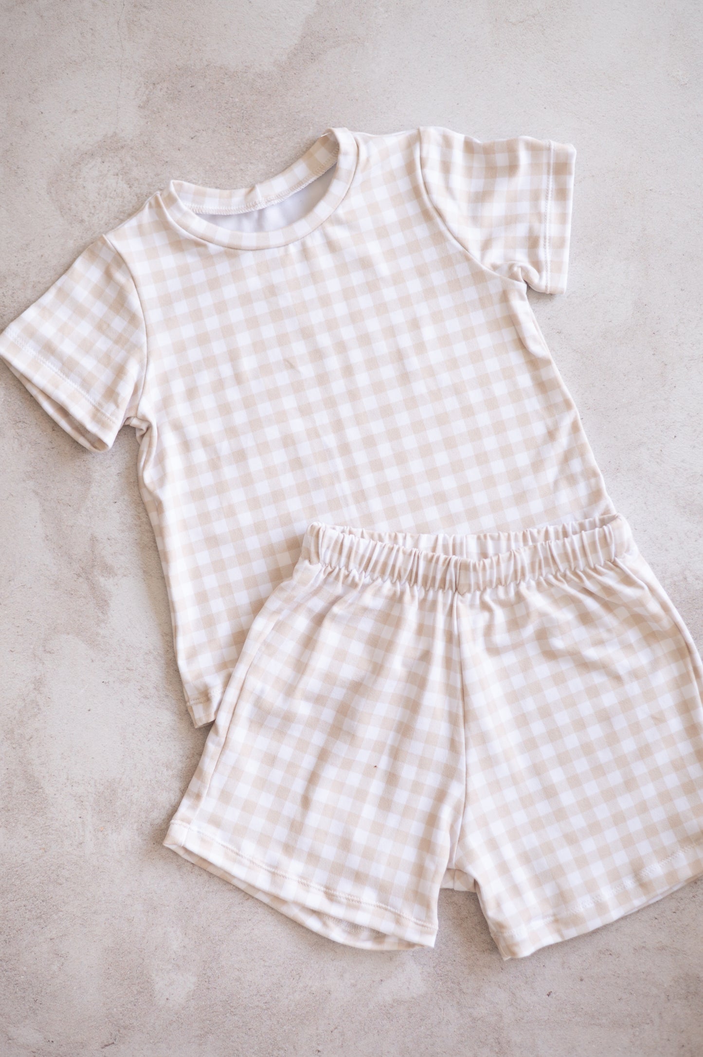 Mom and Me Matching PJs( Mini) Beige Gingham