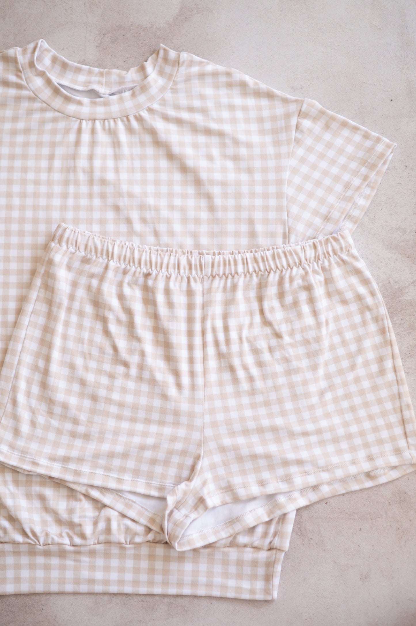 Mom and Me Matching PJs ( Adult)- Beige Gingham