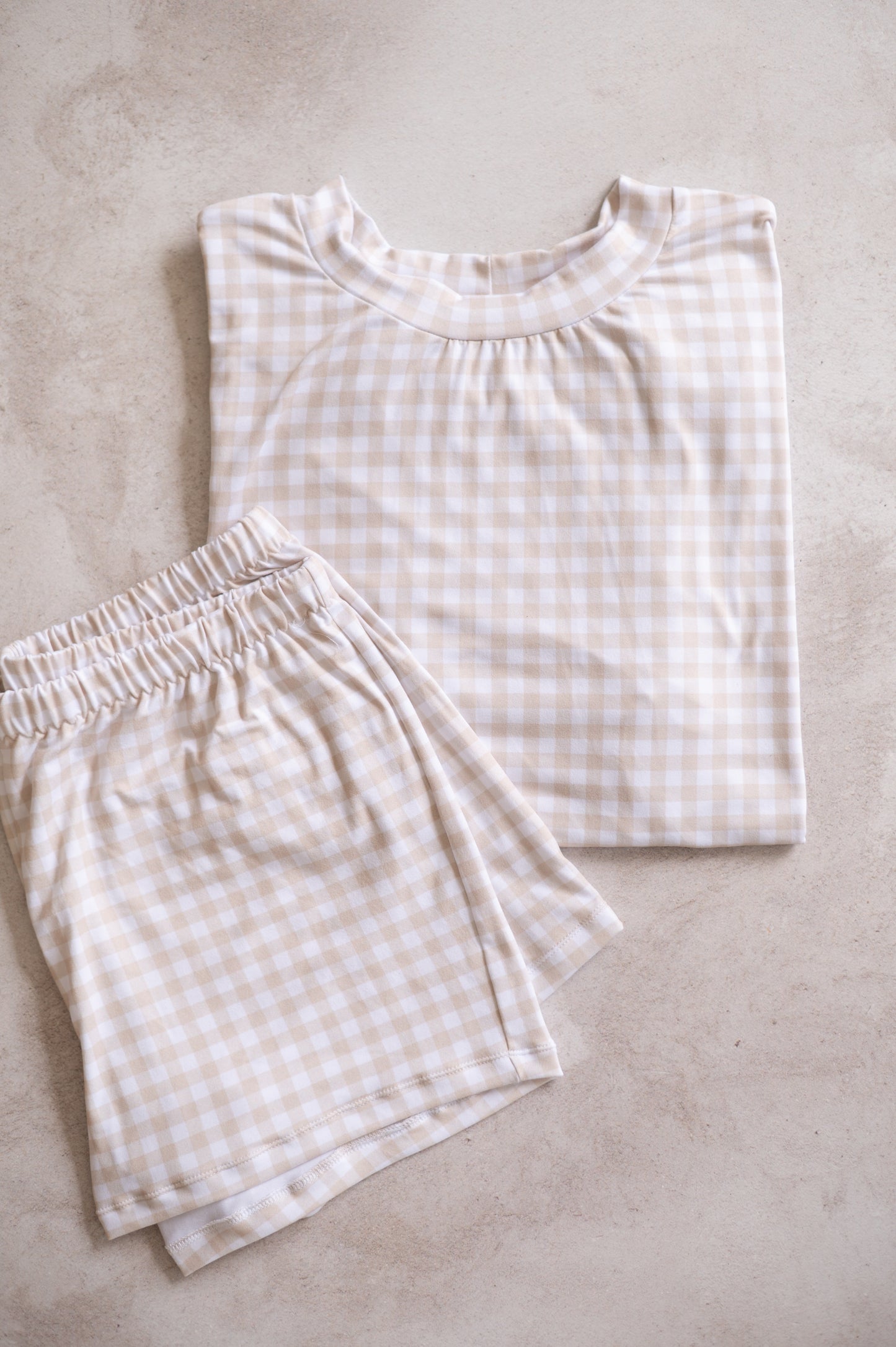 Mom and Me Matching PJs ( Adult)- Beige Gingham