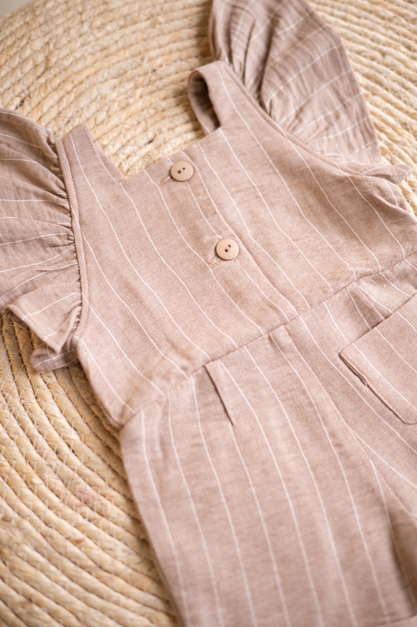 Kayla Romper- Brown and White Stripes