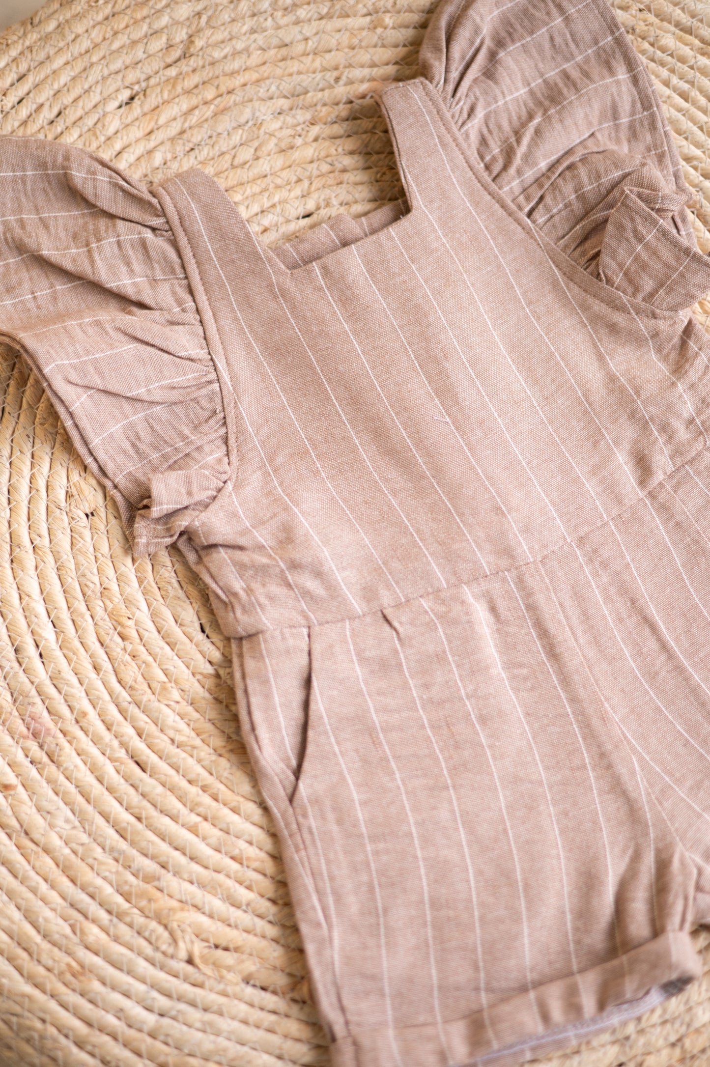 Kayla Romper- Brown and White Stripes
