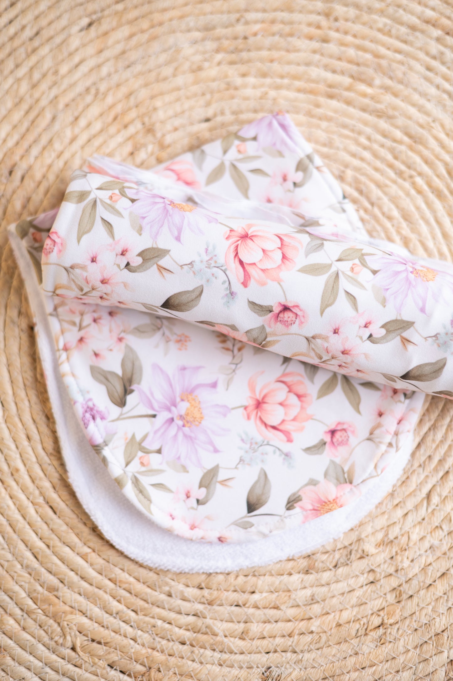 Burp Cloths- Plush Petals (with absorbent toweling)