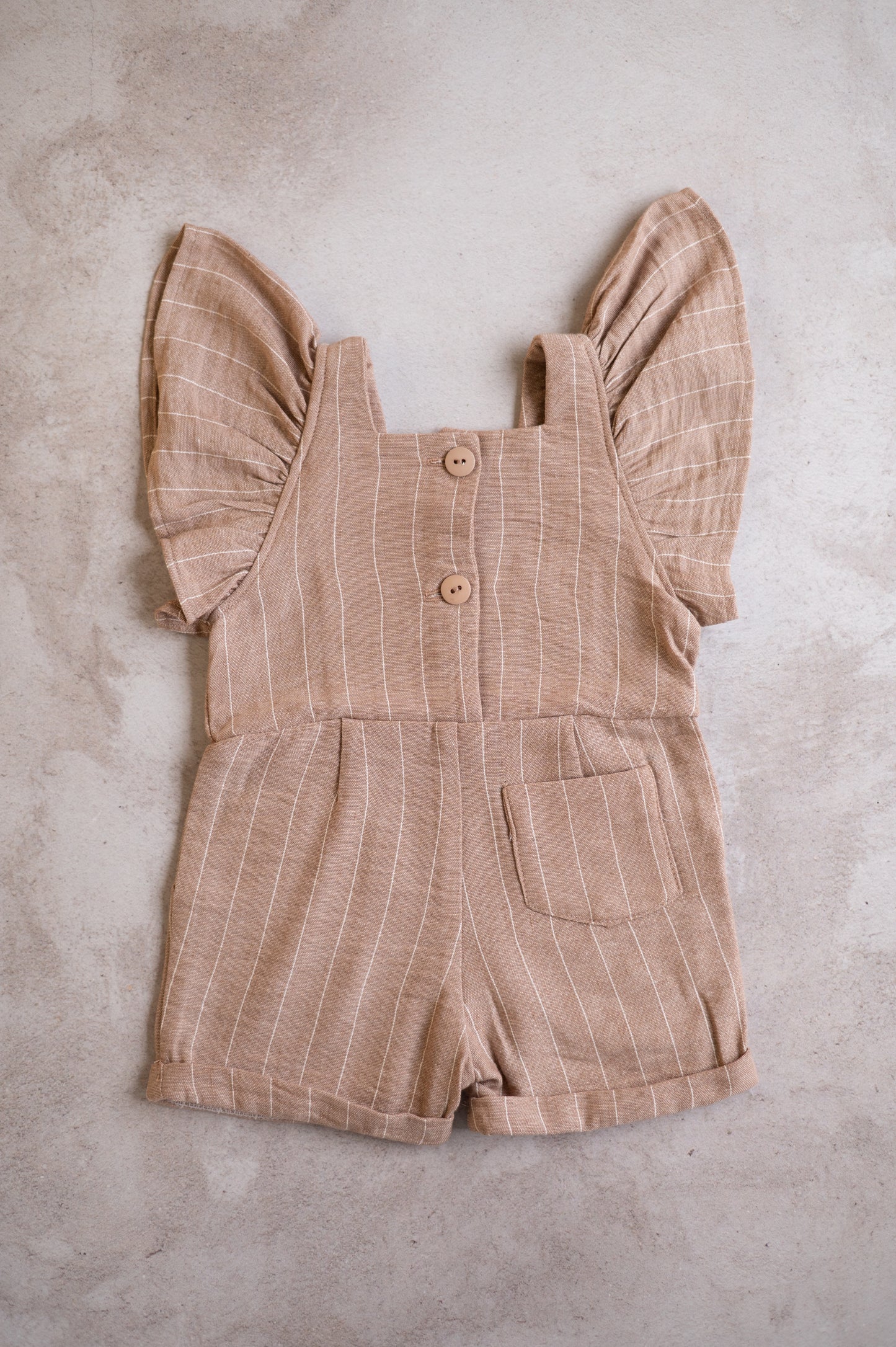 Kayla Romper- Brown and White Stripes