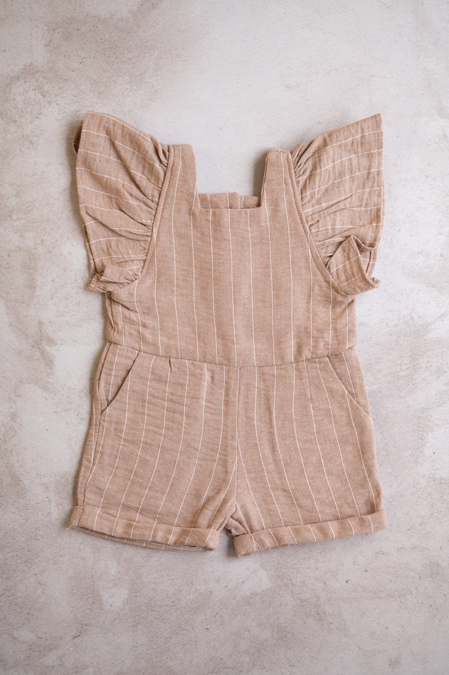 Kayla Romper- Brown and White Stripes