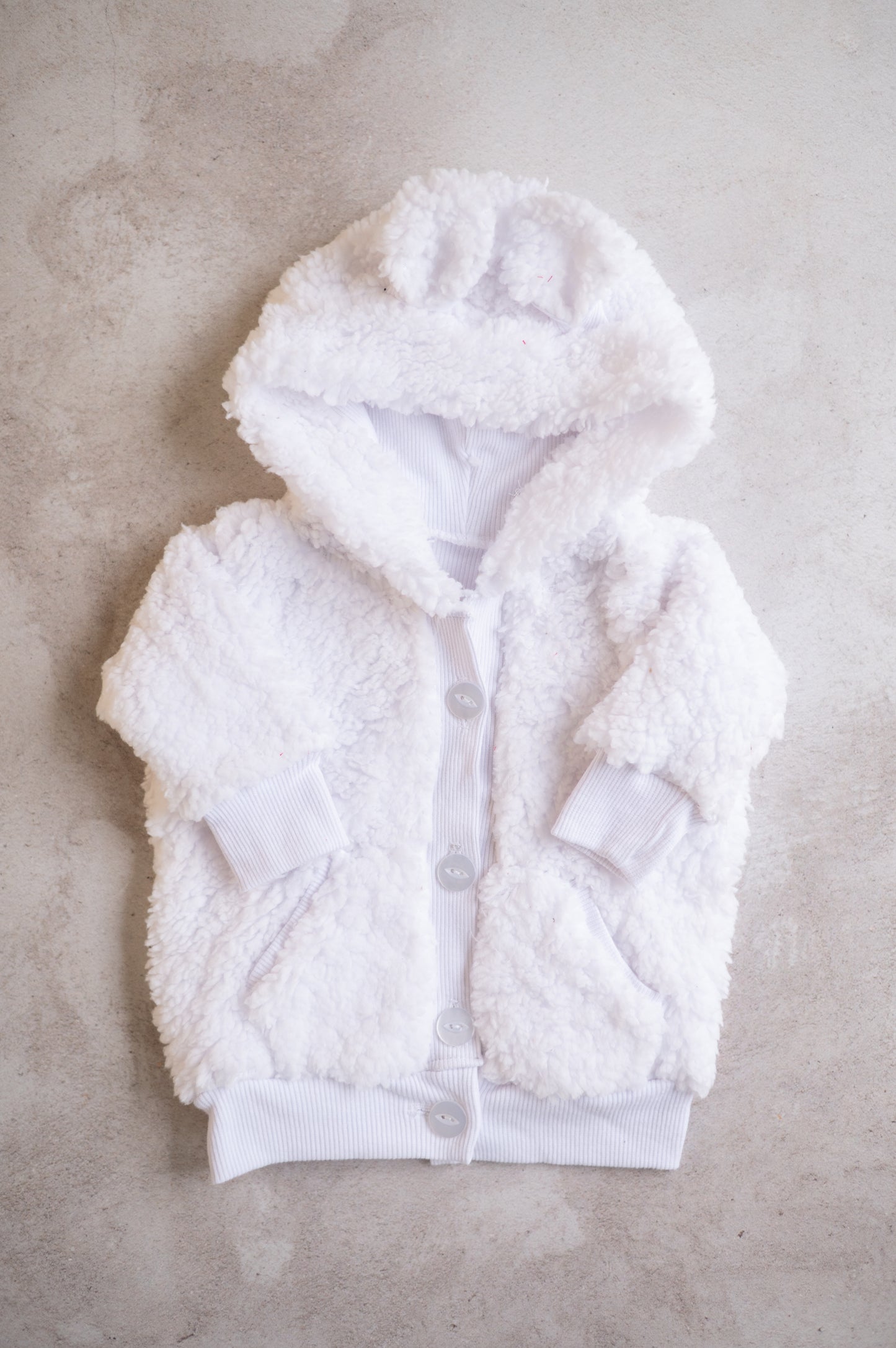 Bear Hooded Jacket- White
