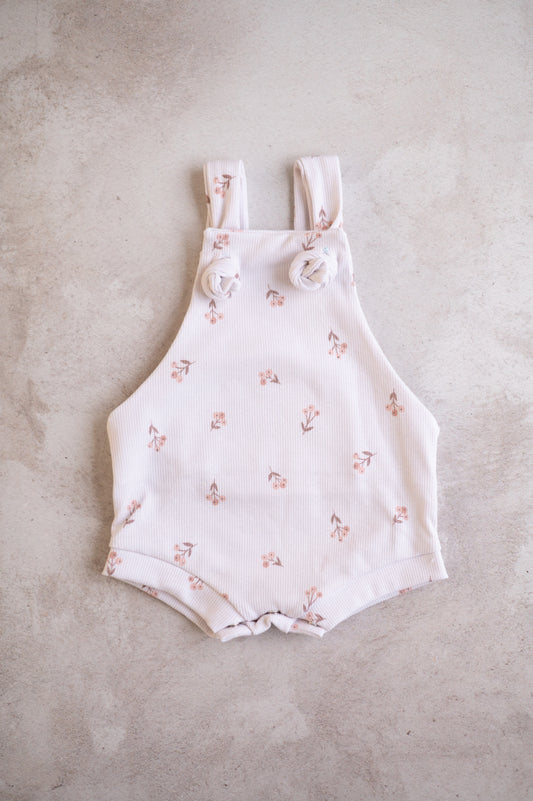 Overall Romper- Muted Raspberries