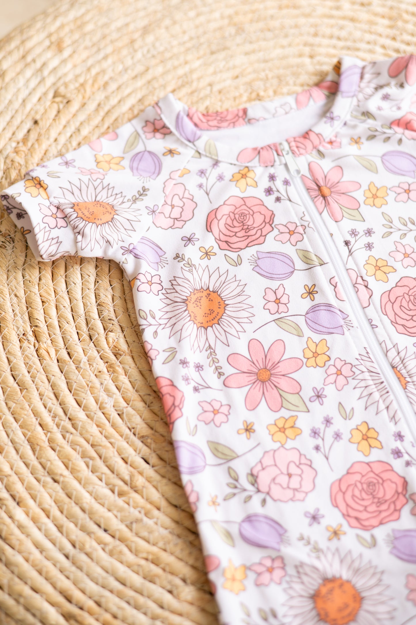 Short Zippy- Retro Flowers