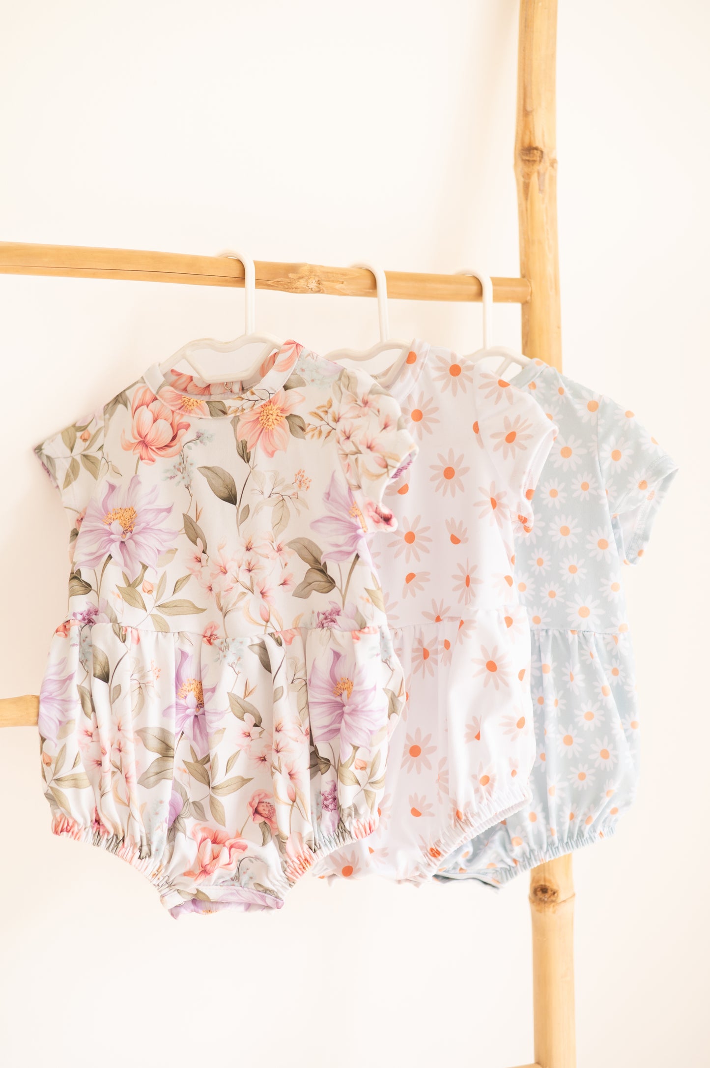 Peter Pan Romper- Sage and White Daisies