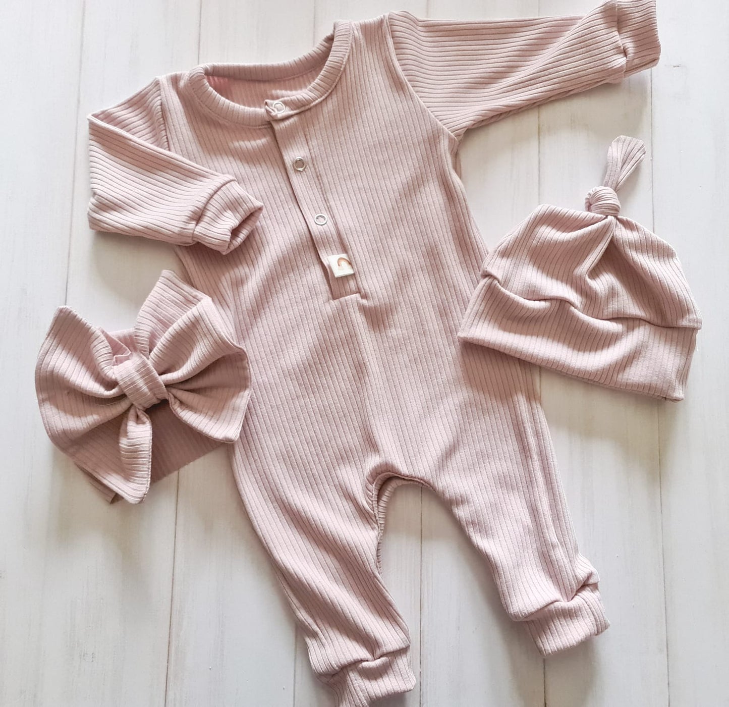 Henley Romper- Dusty Pink