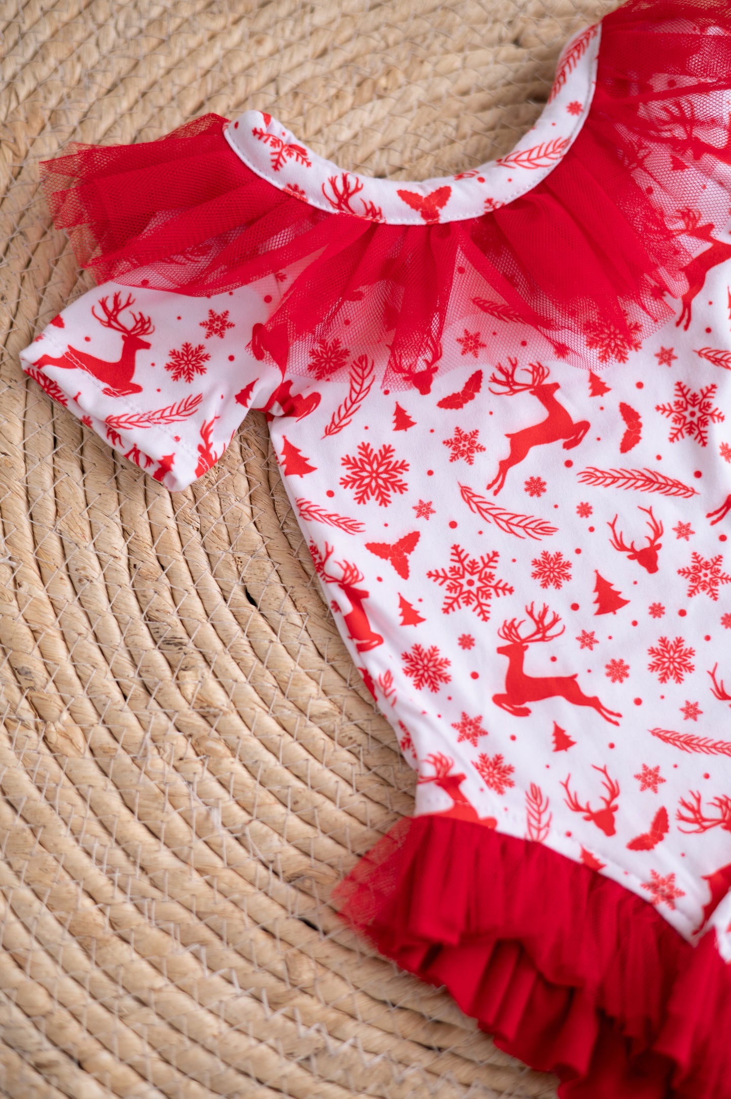 Christmas Tulle Bodysuit-  Red Christmas