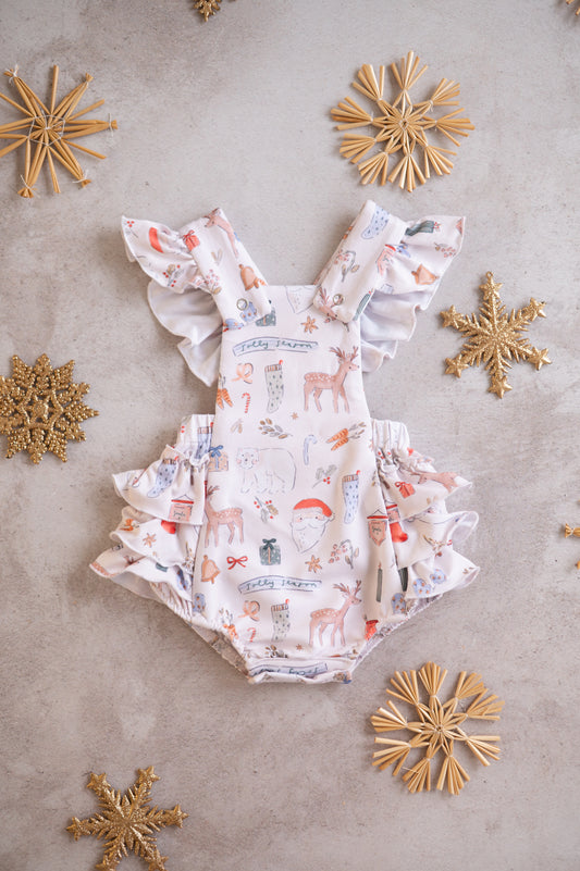 Frilly Christmas romper- Jolly Season