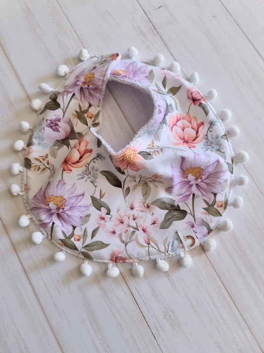Girls Round Bibs- Plush Petals