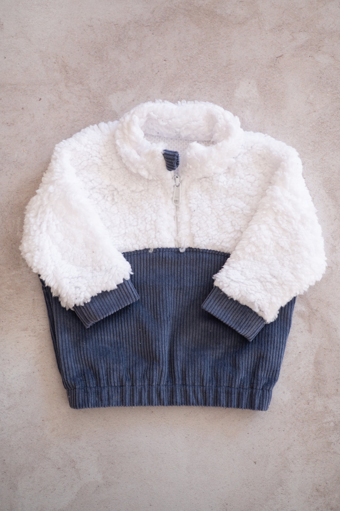 Cozy Sweater- Blue Corduroy and Sherpa Fleece