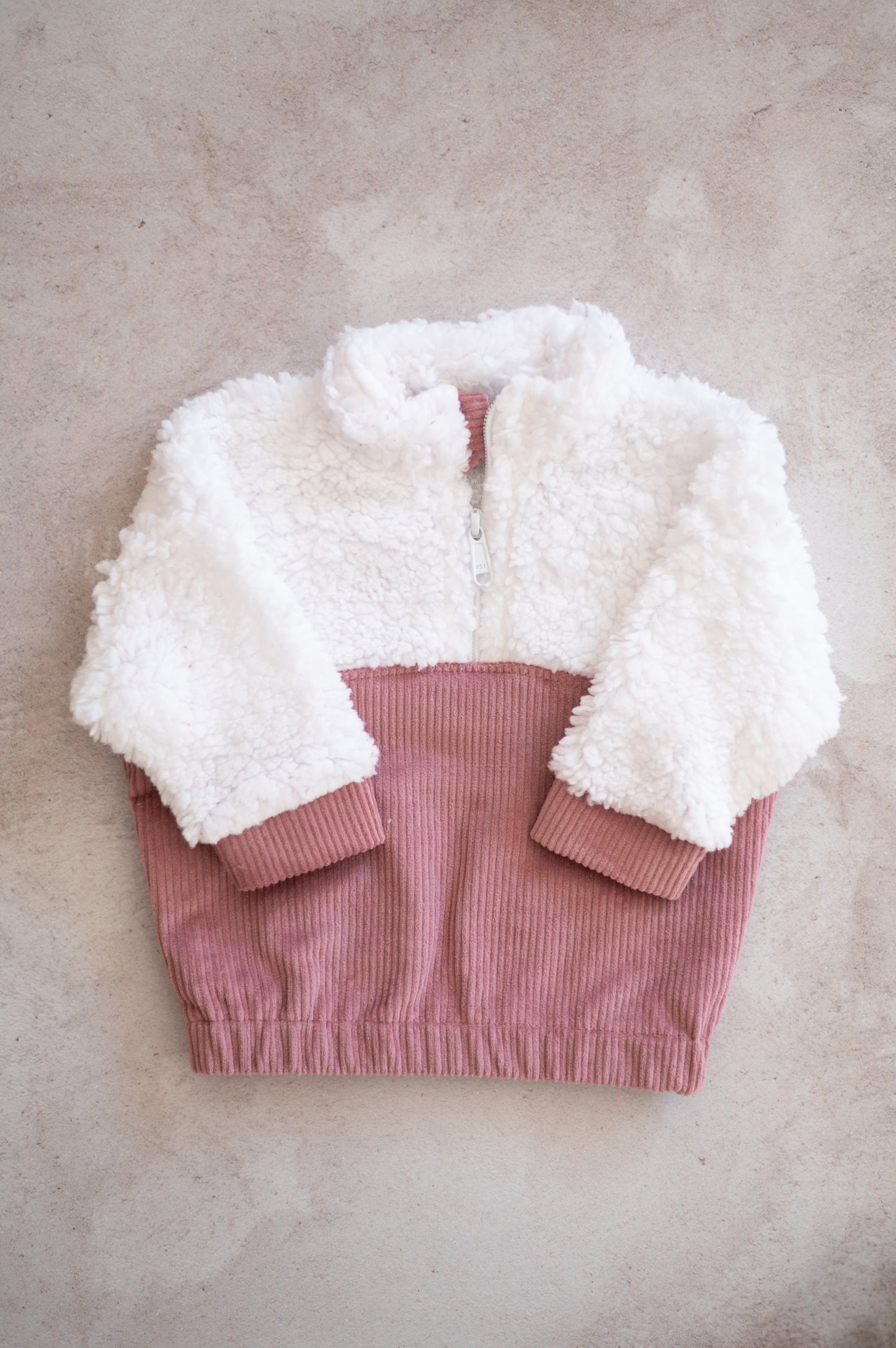 Cozy Sweater- Dusty Pink Corduroy & Sherpa Fleece