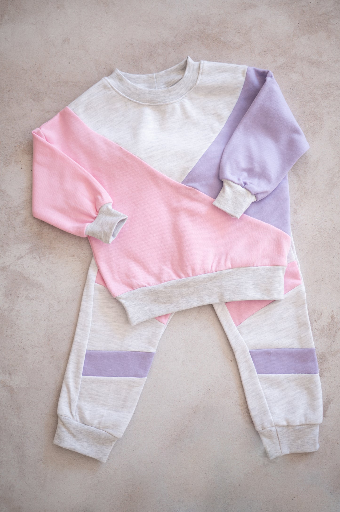Color Block Sweater- Pink, Lilac and Grey