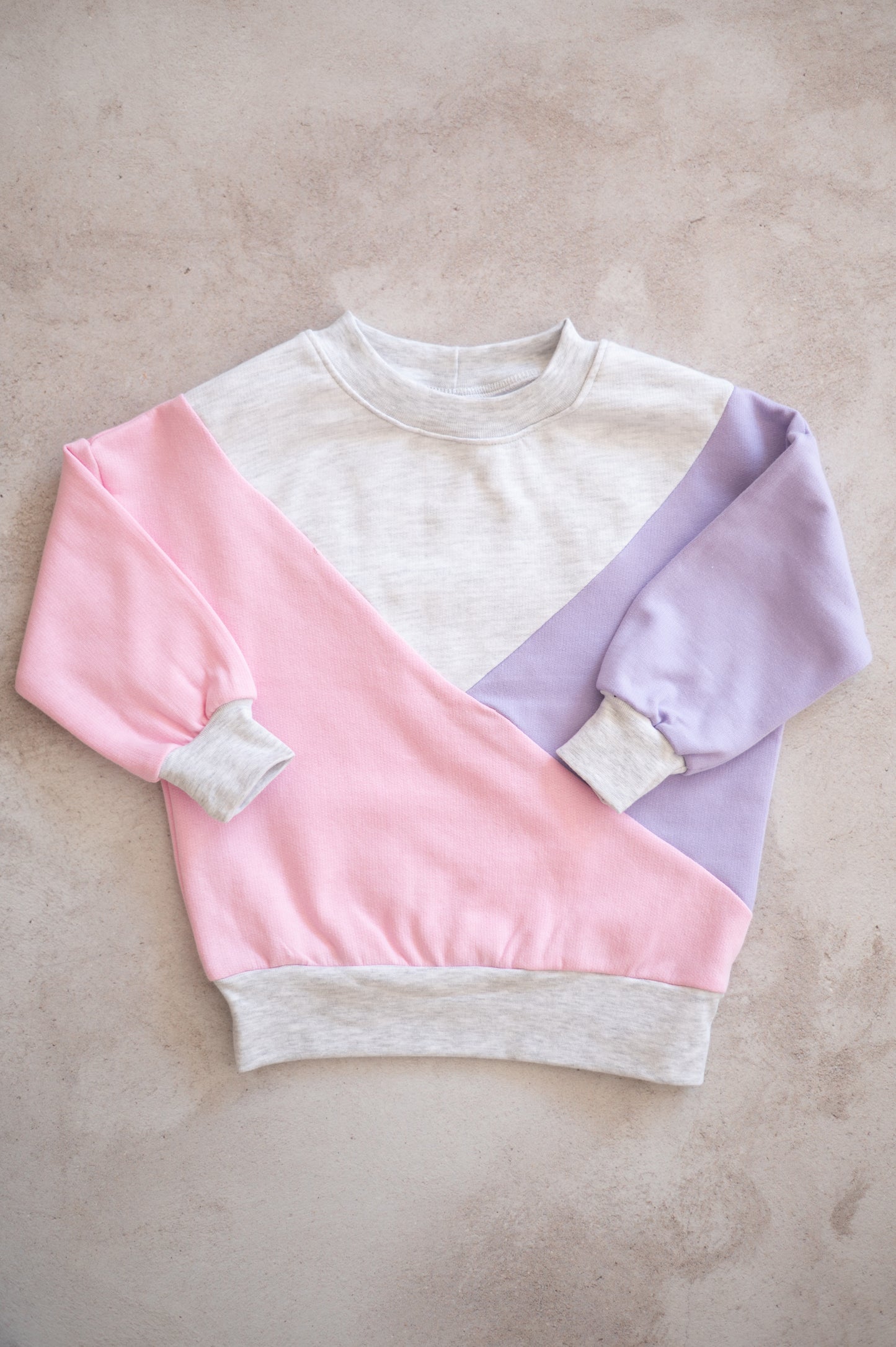 Color Block Sweater- Pink, Lilac and Grey
