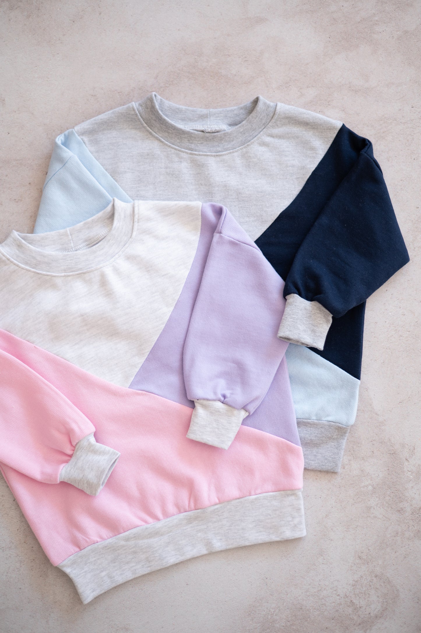 Color Block Sweater- Pink, Lilac and Grey
