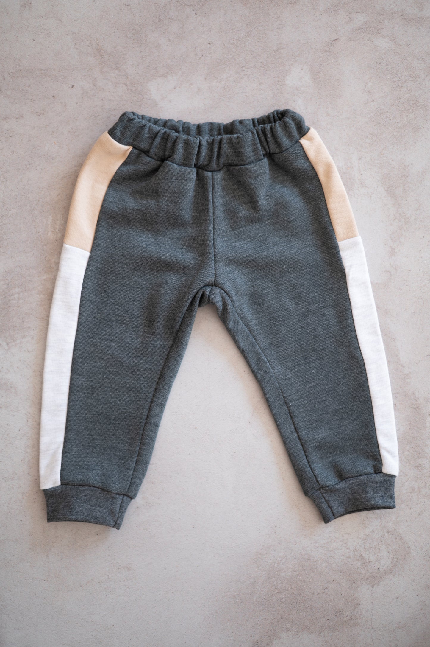Color block Tracksuit set- Charcoal, Stone & Grey Melange