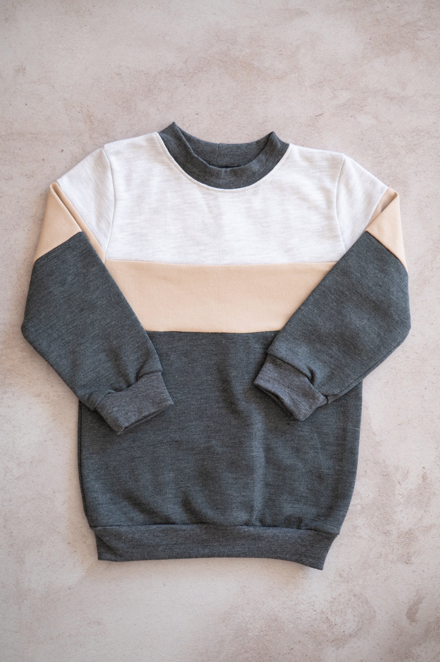 Color block Tracksuit set- Charcoal, Stone & Grey Melange