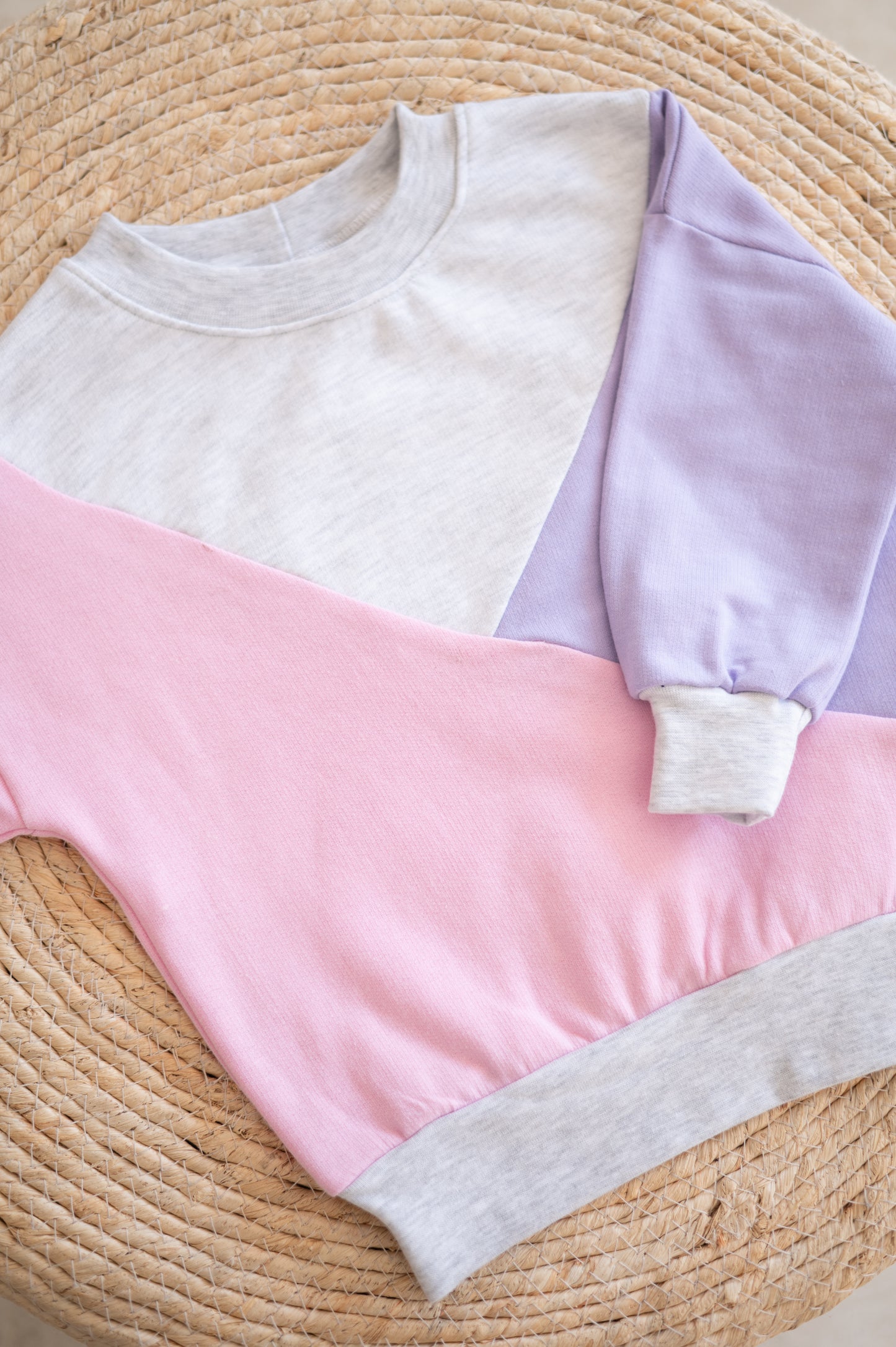 Color Block Sweater- Pink, Lilac and Grey