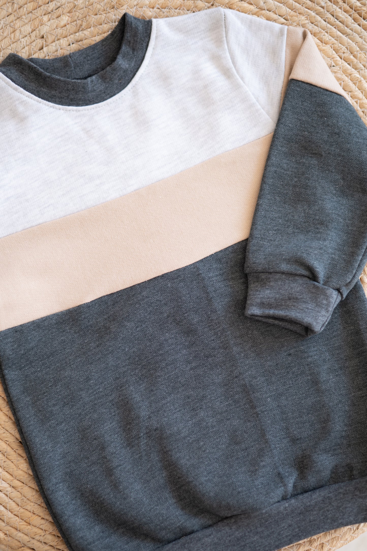 Color block Tracksuit set- Charcoal, Stone & Grey Melange