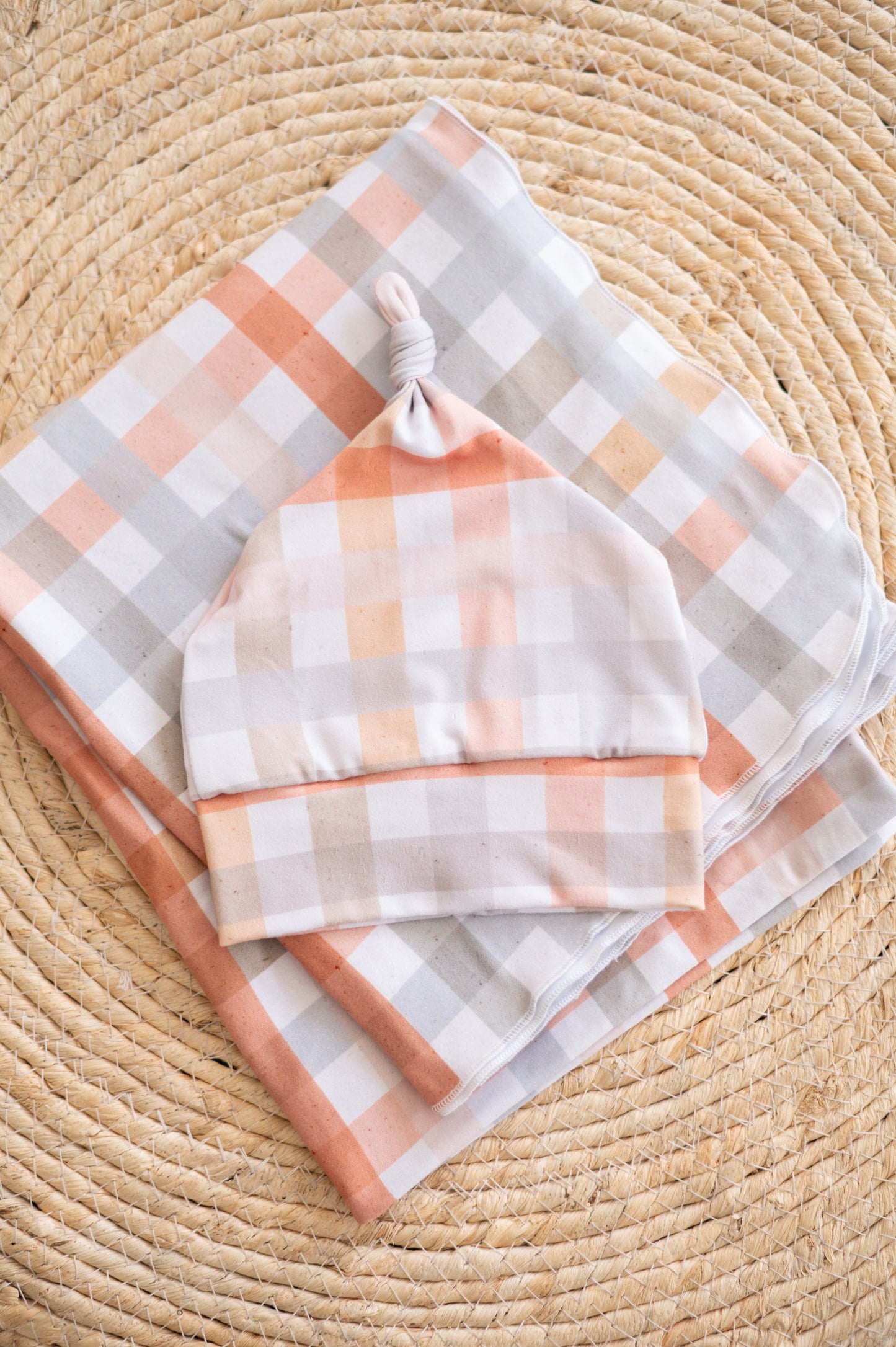Swaddle Set- Checkered Rust