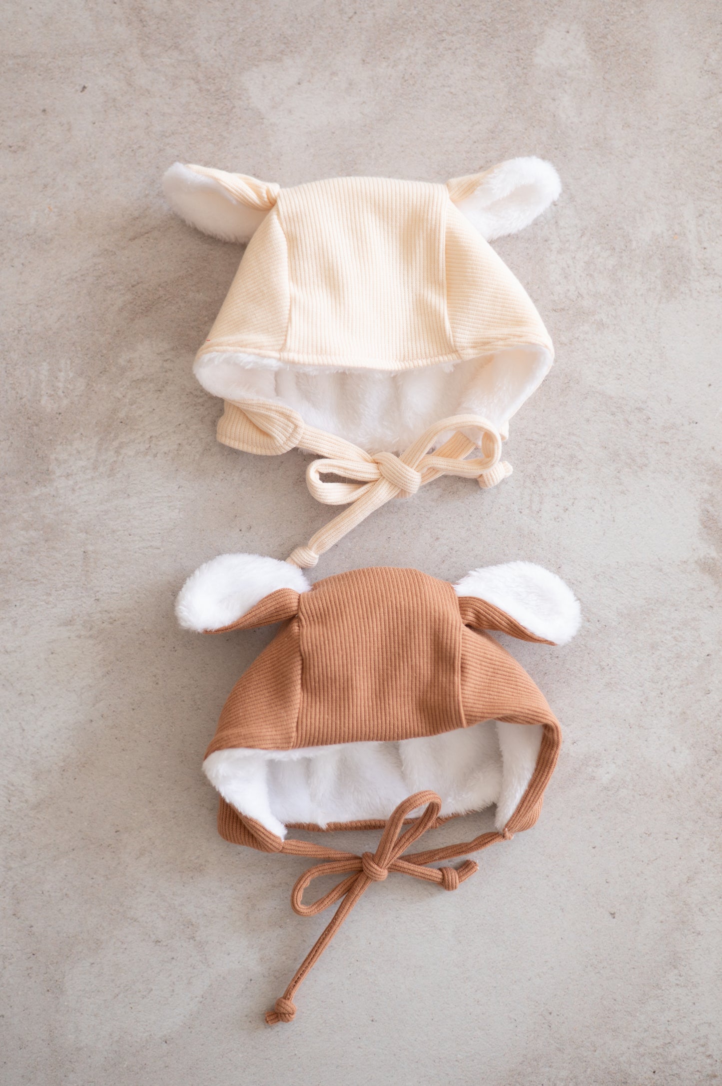 Bear Bonnet- Cream Rib