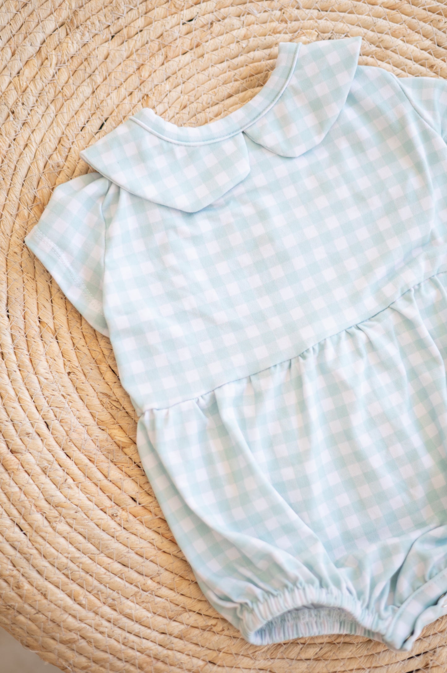 Peter Pan Romper- Checkered Mint