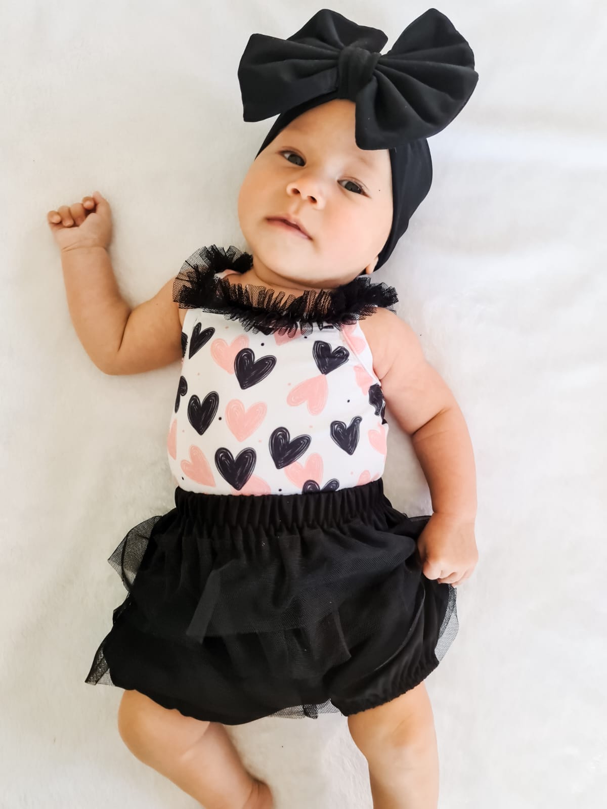Girls 3 piece set- Black & Pink Hearts