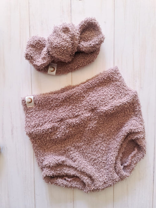 Fluffy Bummy Set- Dusty Pink
