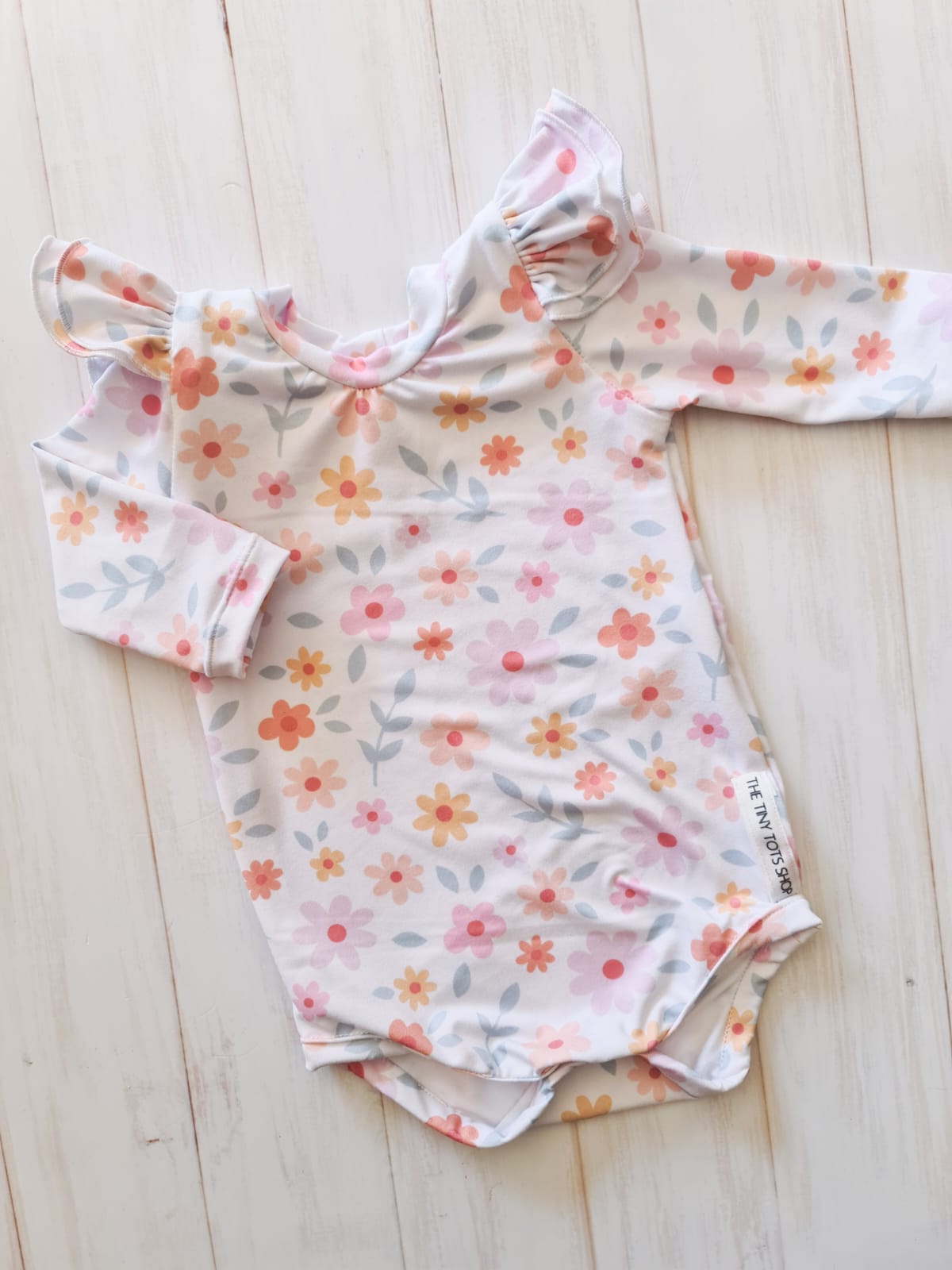 Double Frill Bodysuit-Pastel Blooms