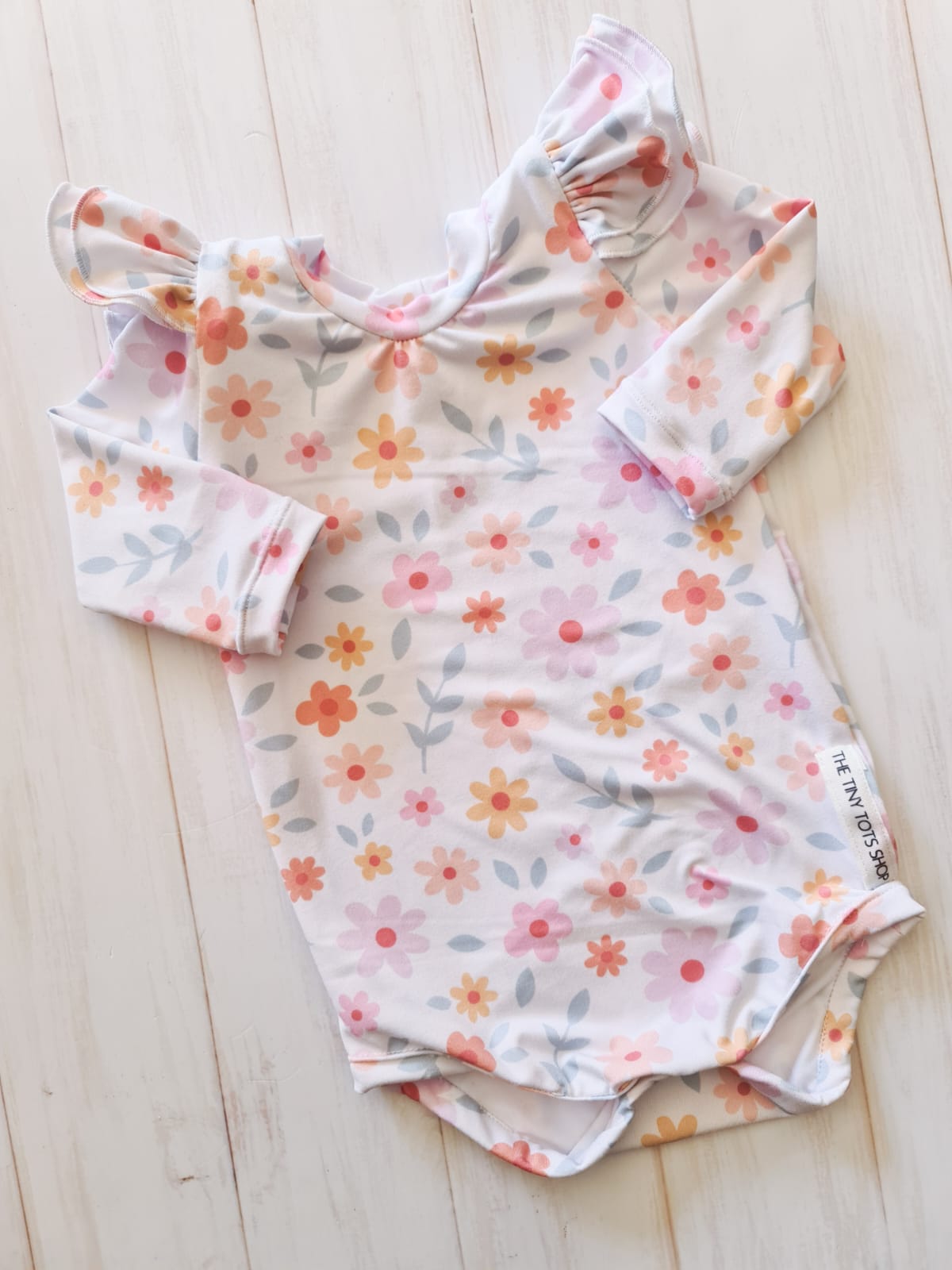 Double Frill Bodysuit-Pastel Blooms